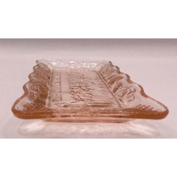 Tiara Indiana Glass Mini Lord's Last Supper Trinket Dish Tray Plate Pink Grapes - Picture 4 of 7